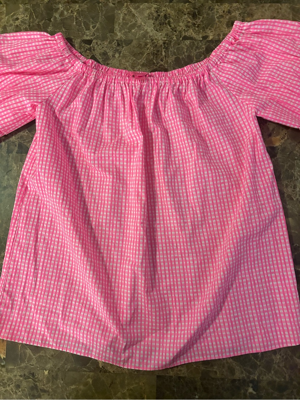Lilly Pulitzer Pink Gingham Off-the-Shoulder Blouse